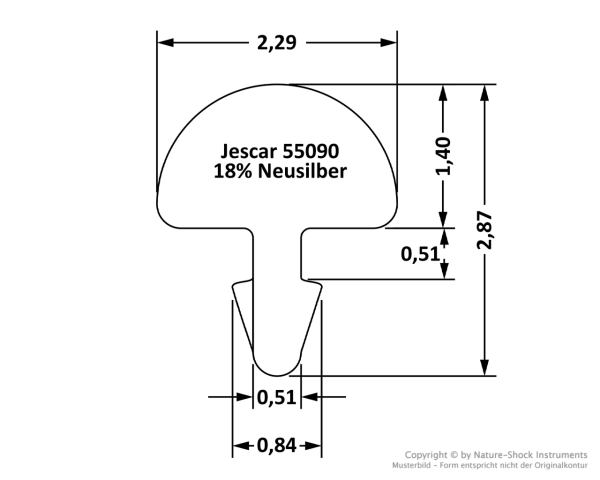 Jescar 55090 Neusilber Bunddraht 2,29 x 1,40mm 24 cm Stück