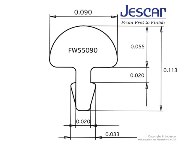 Jescar 55090 Neusilber Bunddraht 2,29 x 1,40mm 24 cm Stück