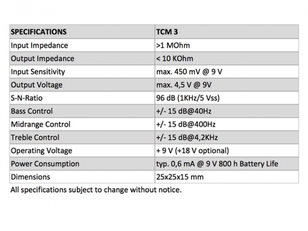 TCM 3 aktive 3-Band Elektronik (B2012)