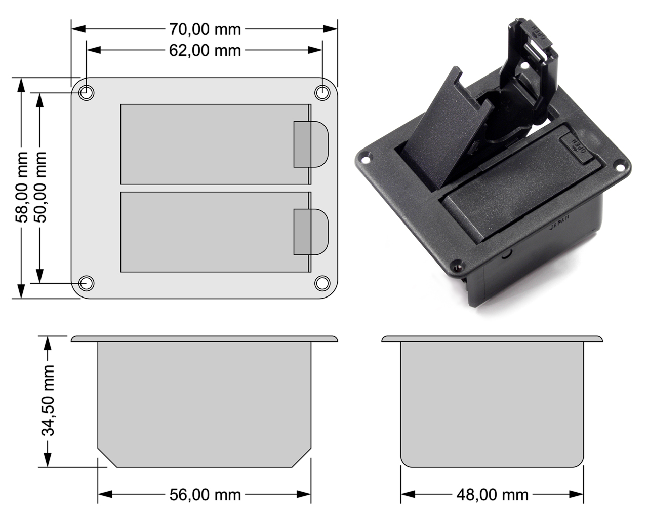 Gotoh BB-04W Snap-In Batteriefach - Dein Gitarrenteile und Griffbrett Shop